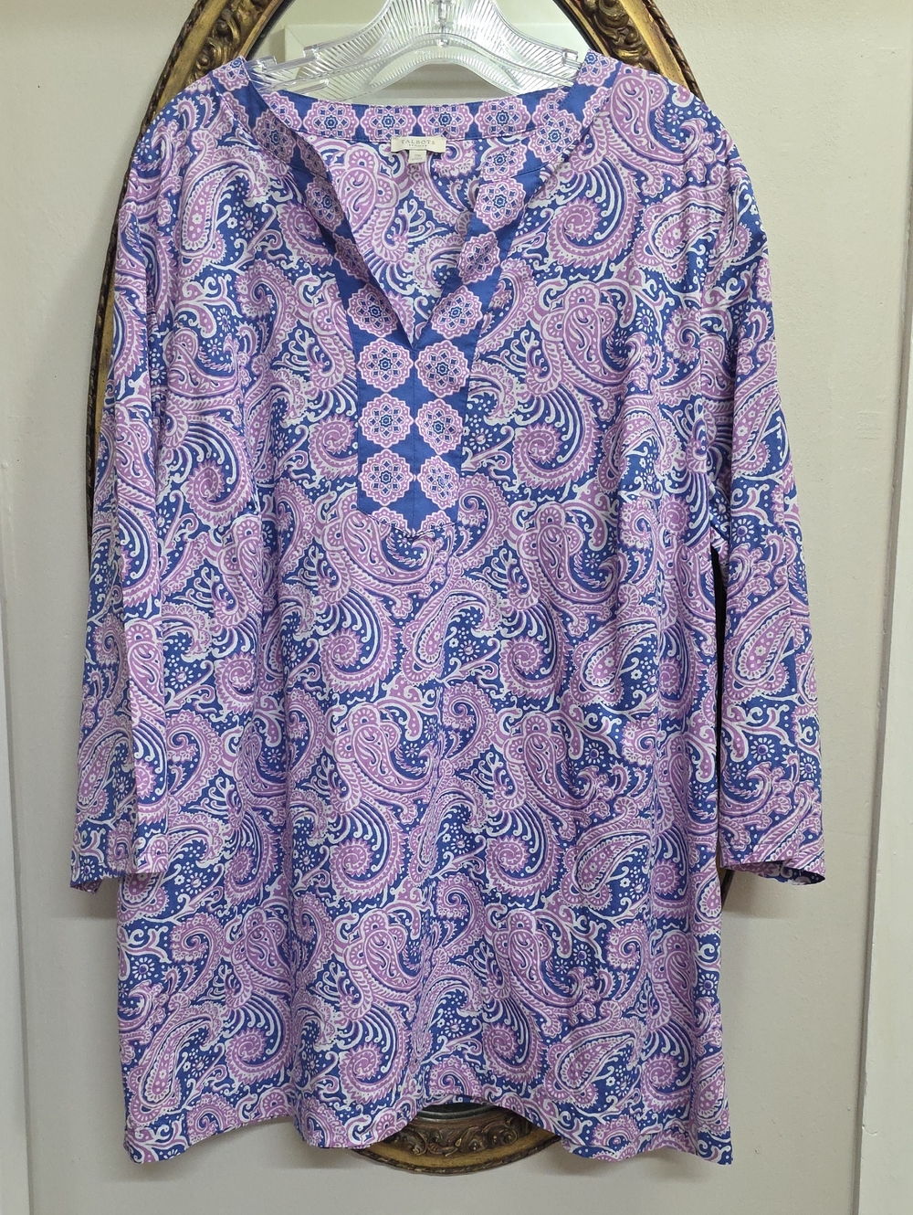 Talbots Plus Pink Blue Paisley Pajama Top Size 2X Tunic